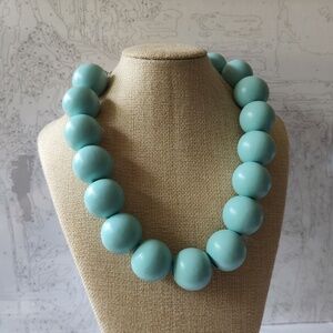 Beautiful LARGE Turquoise Color Wooden Beads Necklace